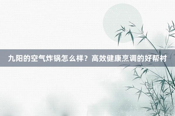 九阳的空气炸锅怎么样？高效健康烹调的好帮衬